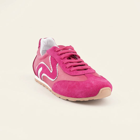 MrCalvano Pure Motion fuşya rengi deri ve süet detaylı modern kadın sneaker ayakkabı