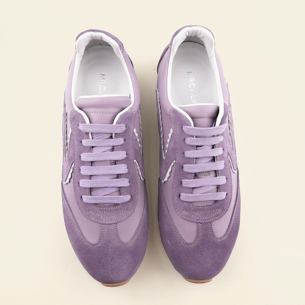 MrCalvano Pure Motion lila renkli, süet ve deri detaylı, bağcıklı, konforlu günlük kadın sneaker modeli