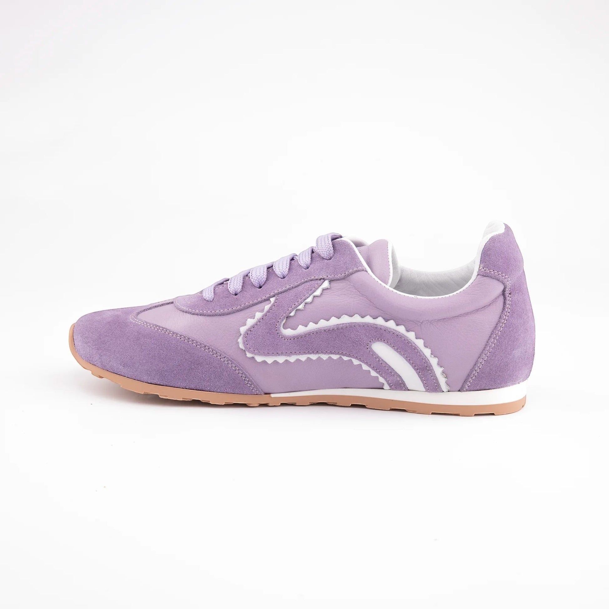 MrCalvano Pure Motion lila süet ve deri detaylı, yan kısımlarında beyaz zikzak desenli modern günlük sneaker