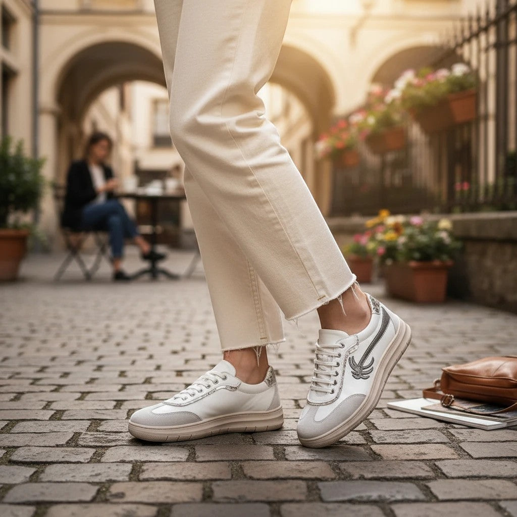 MrCalvano Palm Spring kum beji deri ve süet detaylı modern sneaker, şehir sokaklarında şık ve konforlu bir görünüm.