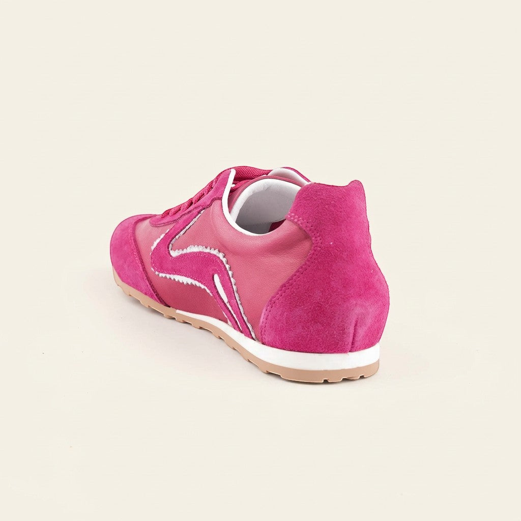 MrCalvano Pure Motion fuşya rengi deri ve süet detaylı, modern tasarımlı kadın sneaker modeli