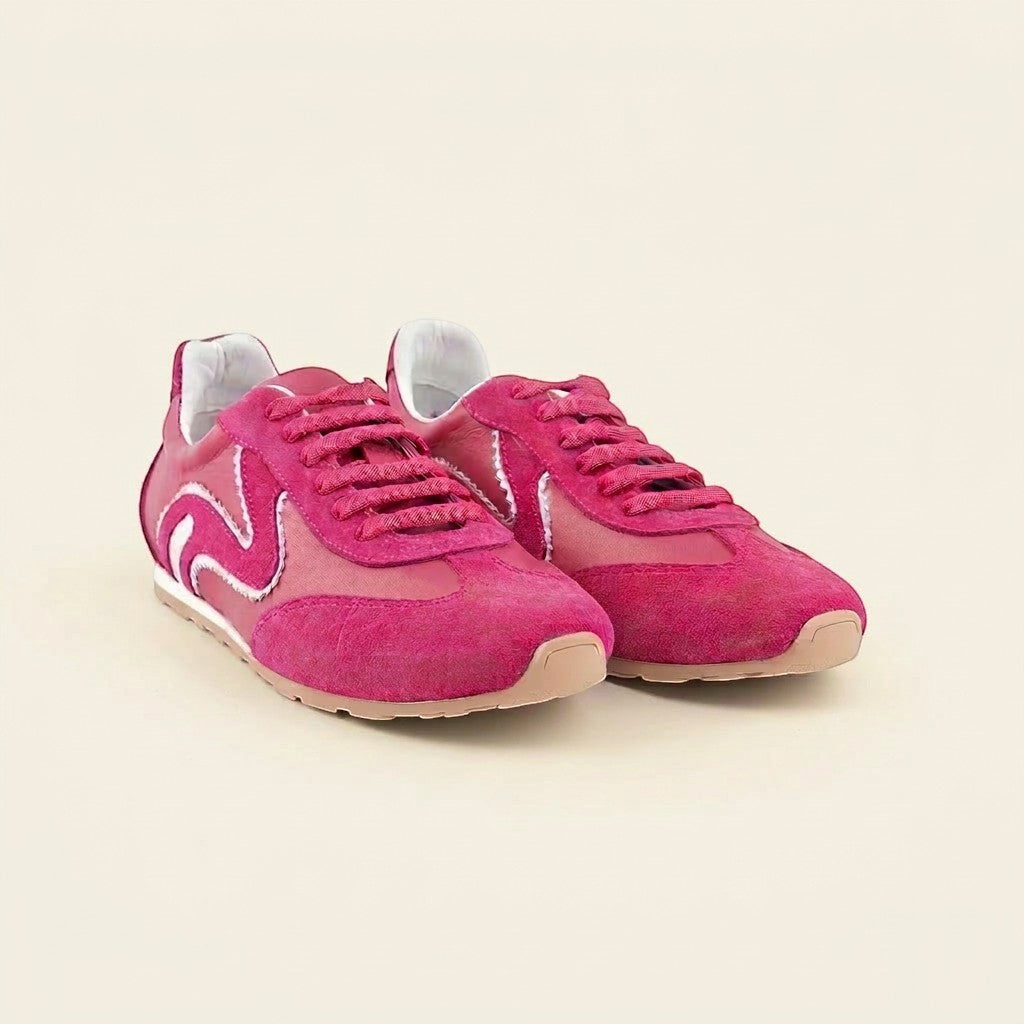 MrCalvano Pure Motion fuşya rengi süet ve deri detaylı modern bağcıklı sneaker modeli