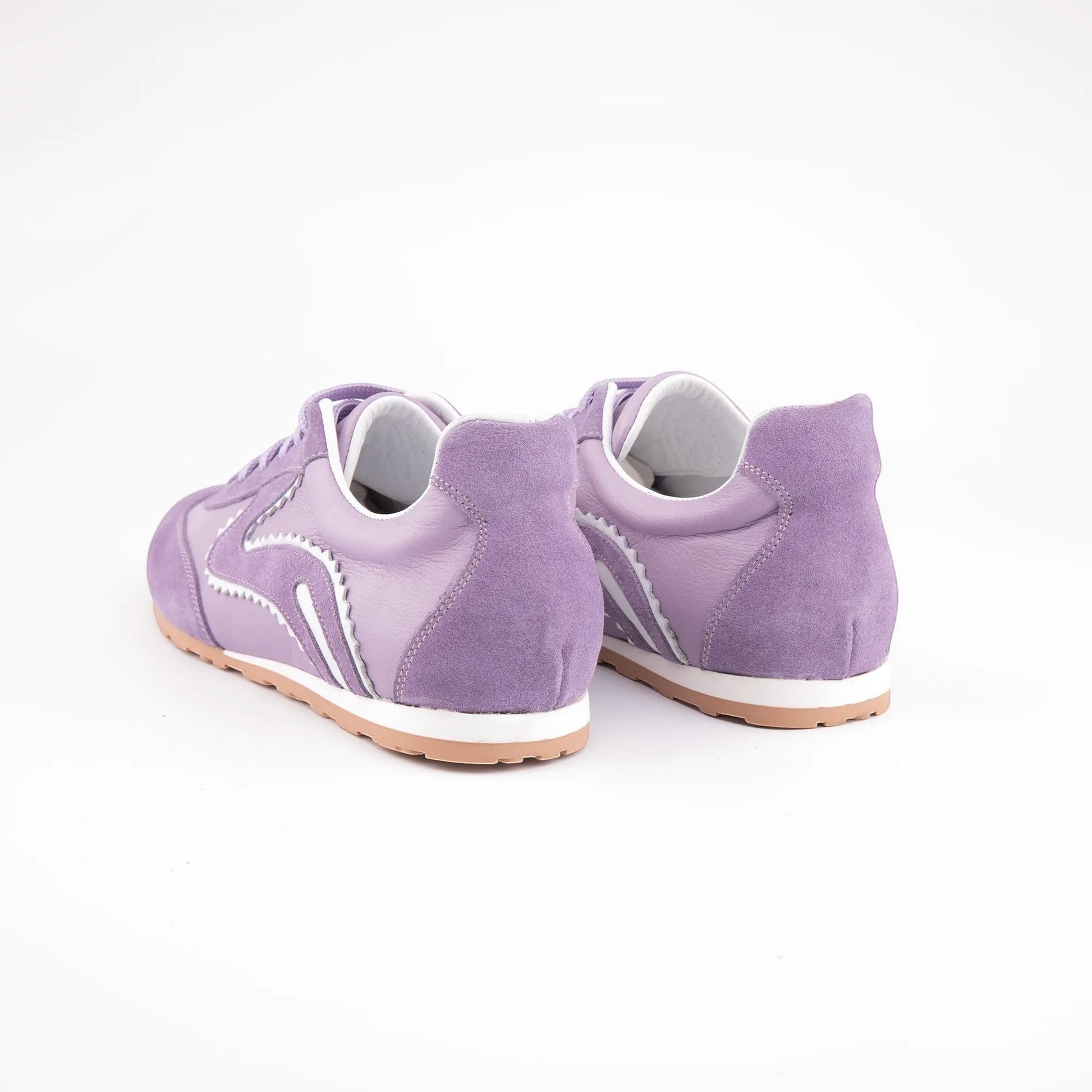 MrCalvano Pure Motion lila renkli deri ve süet detaylı, beyaz tabanlı modern kadın sneaker modeli