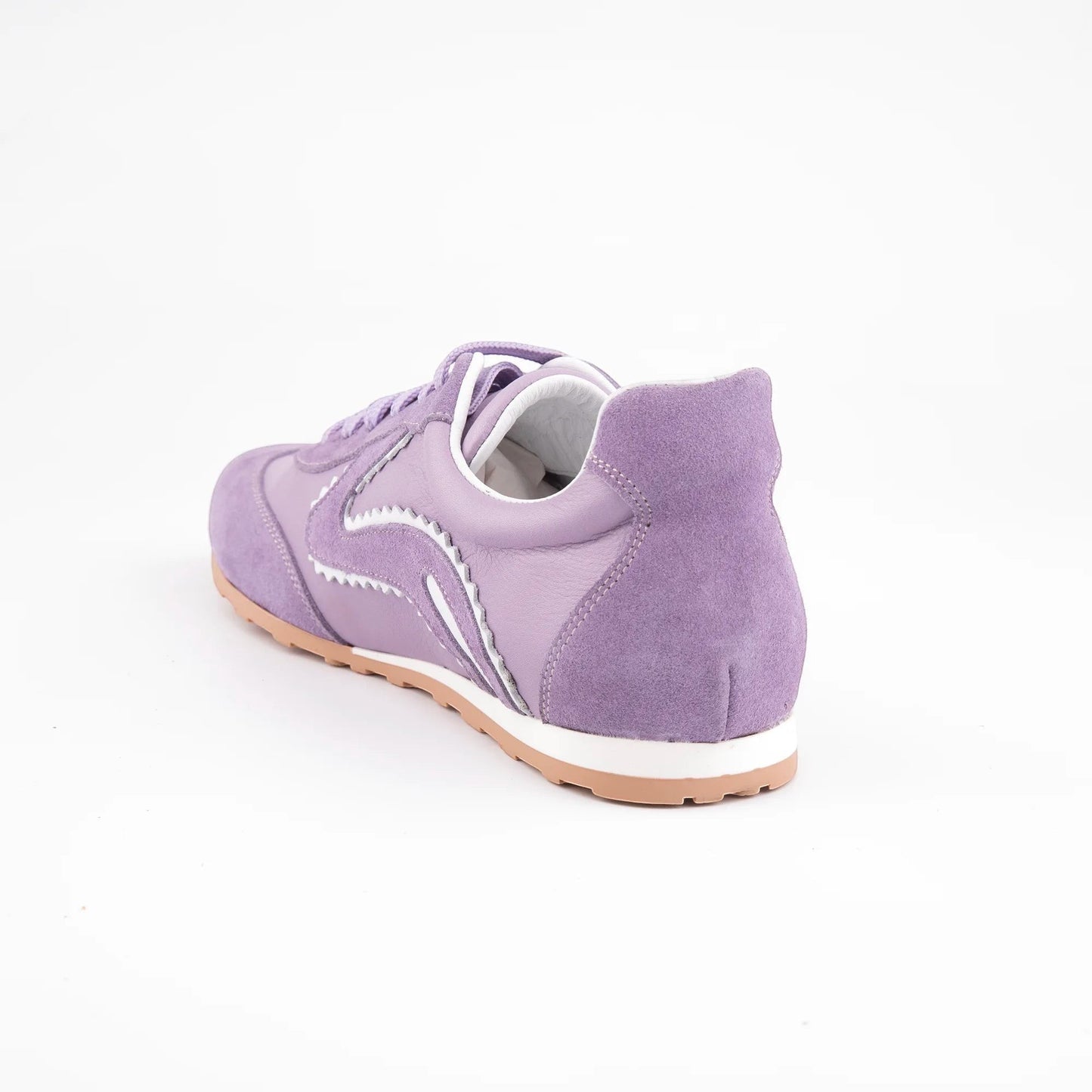 MrCalvano Pure Motion lila renkli, deri ve süet detaylı, beyaz çizgili modern tasarım sneaker ayakkabı