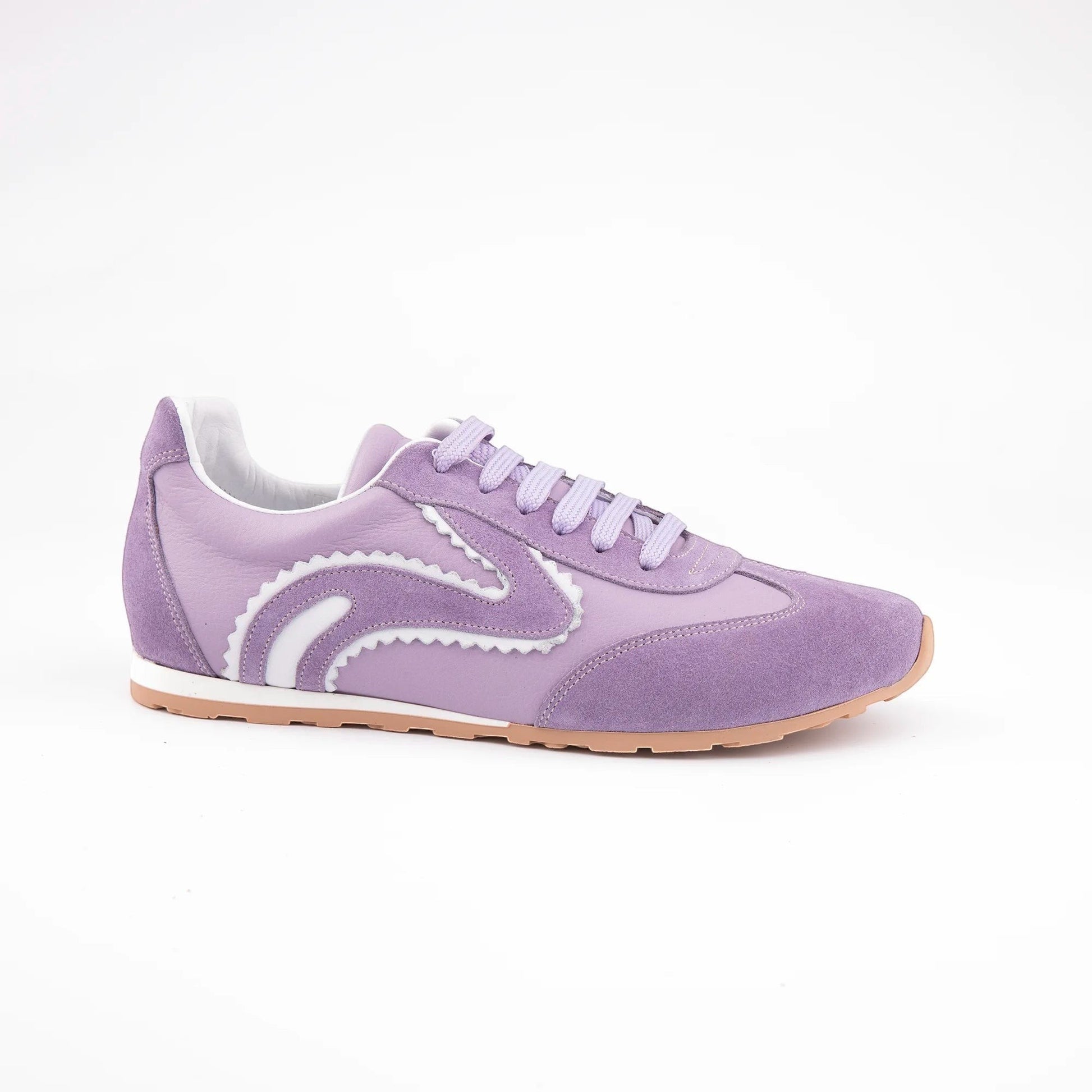 MrCalvano Pure Motion lila rengi deri ve süet detaylı modern sneaker ayakkabı