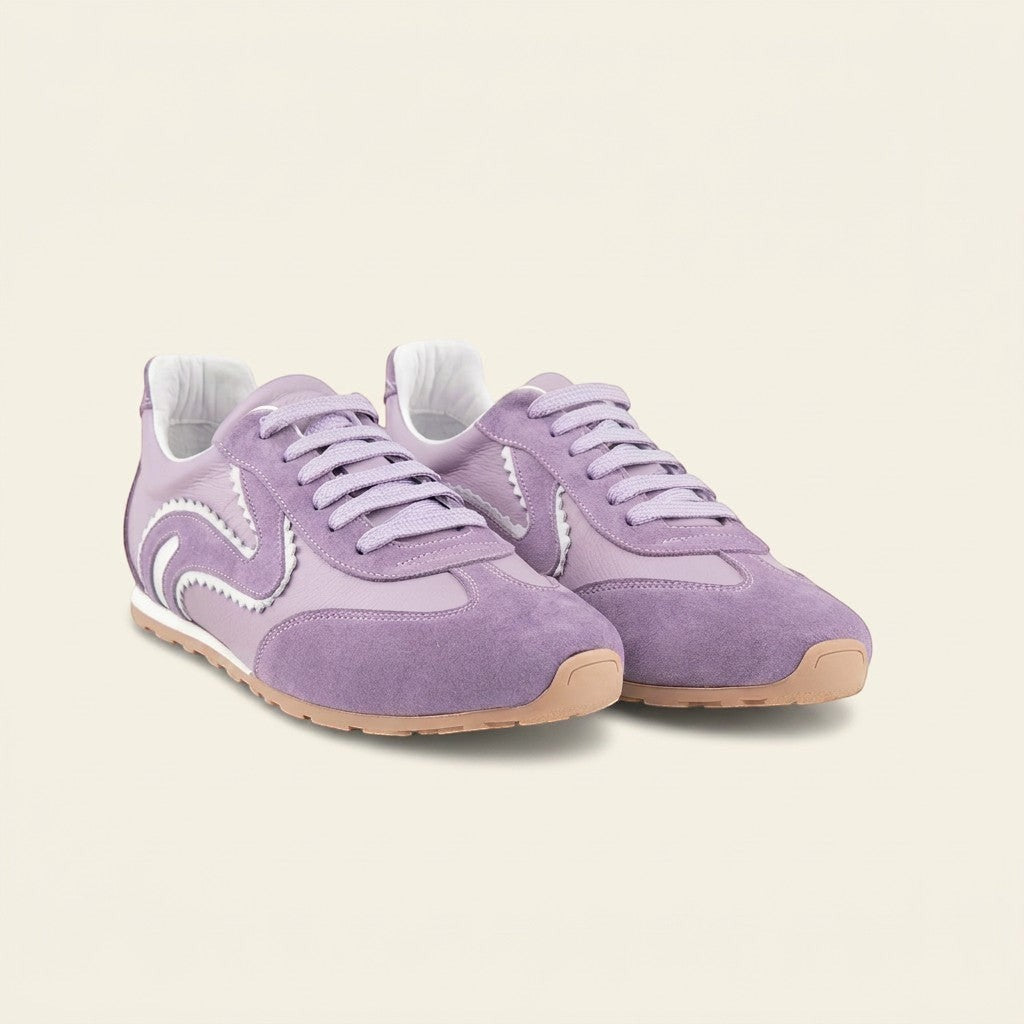 MrCalvano Pure Motion lila süet ve deri detaylı, bağcıklı, konforlu günlük kadın sneaker modeli