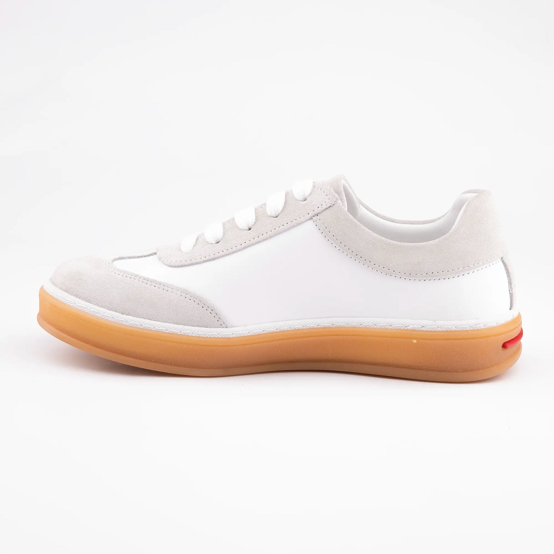 MrCalvano Urban Retro bej ve beyaz deri süet detaylı, retro tasarımlı günlük sneaker ayakkabı