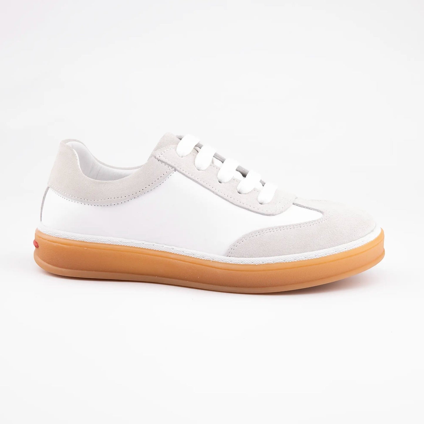 MrCalvano Urban Retro bej ve beyaz deri süet detaylı günlük sneaker ayakkabı
