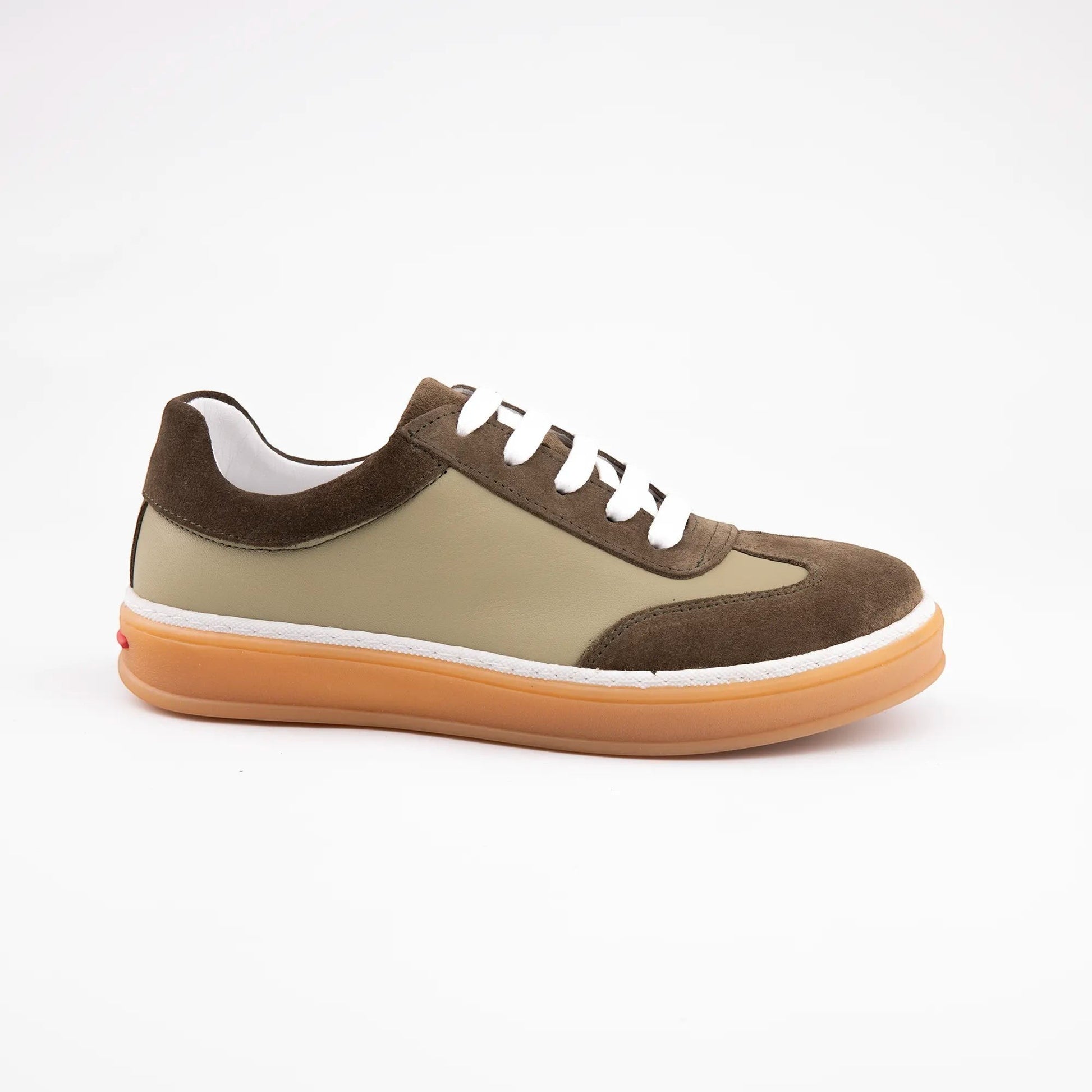 MrCalvano Urban Retro bej ve kahverengi deri süet detaylı günlük sneaker ayakkabı