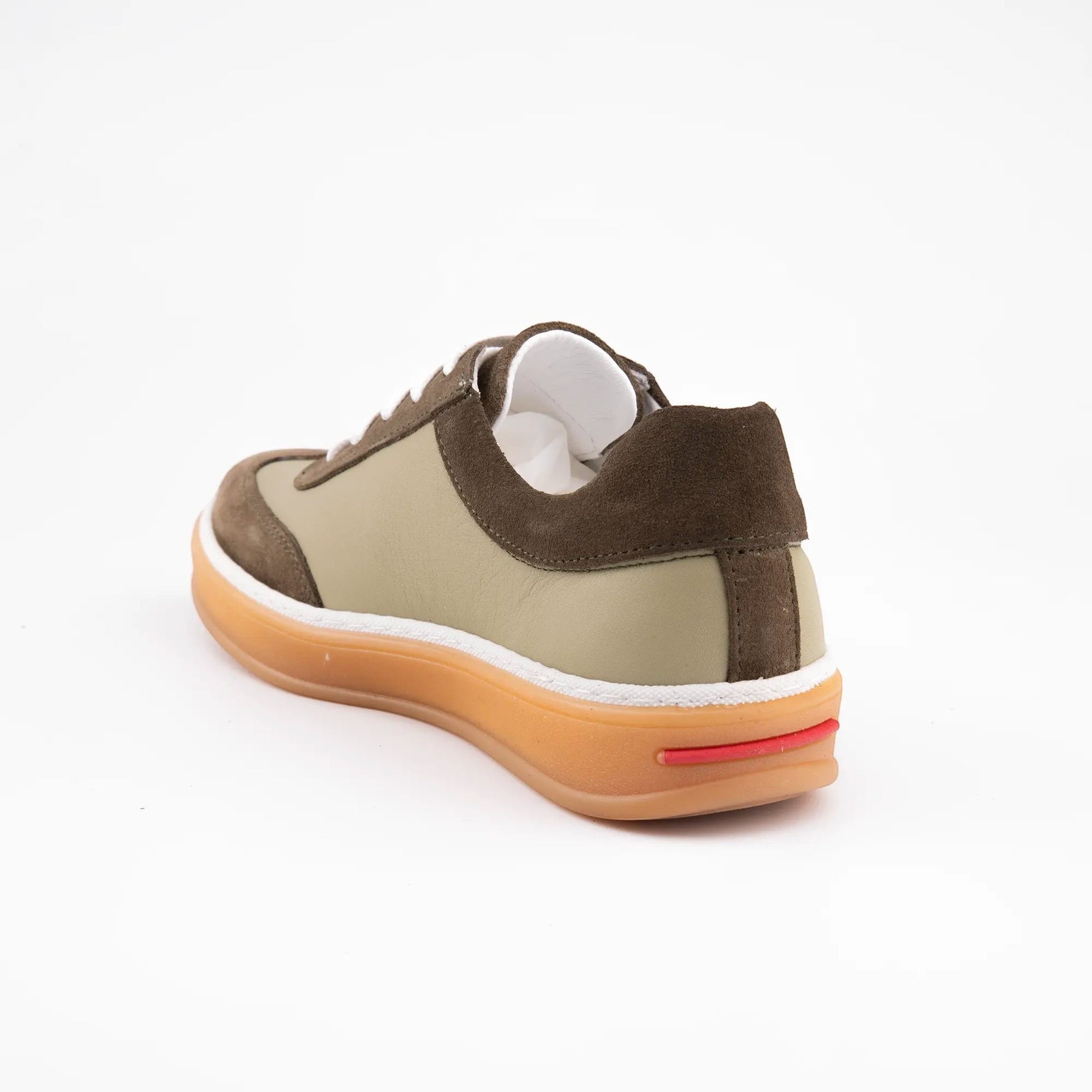 MrCalvano Urban Retro bej ve kahverengi deri süet detaylı günlük sneaker ayakkabı