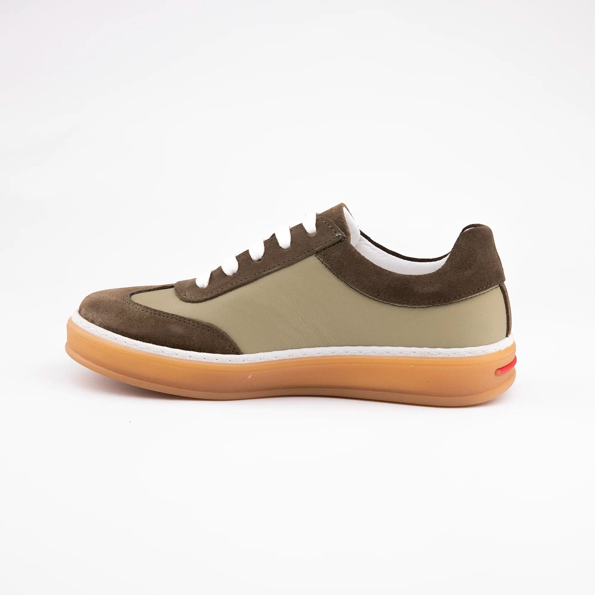 MrCalvano Urban Retro bej ve kahverengi süet deri detaylı günlük erkek sneaker ayakkabı