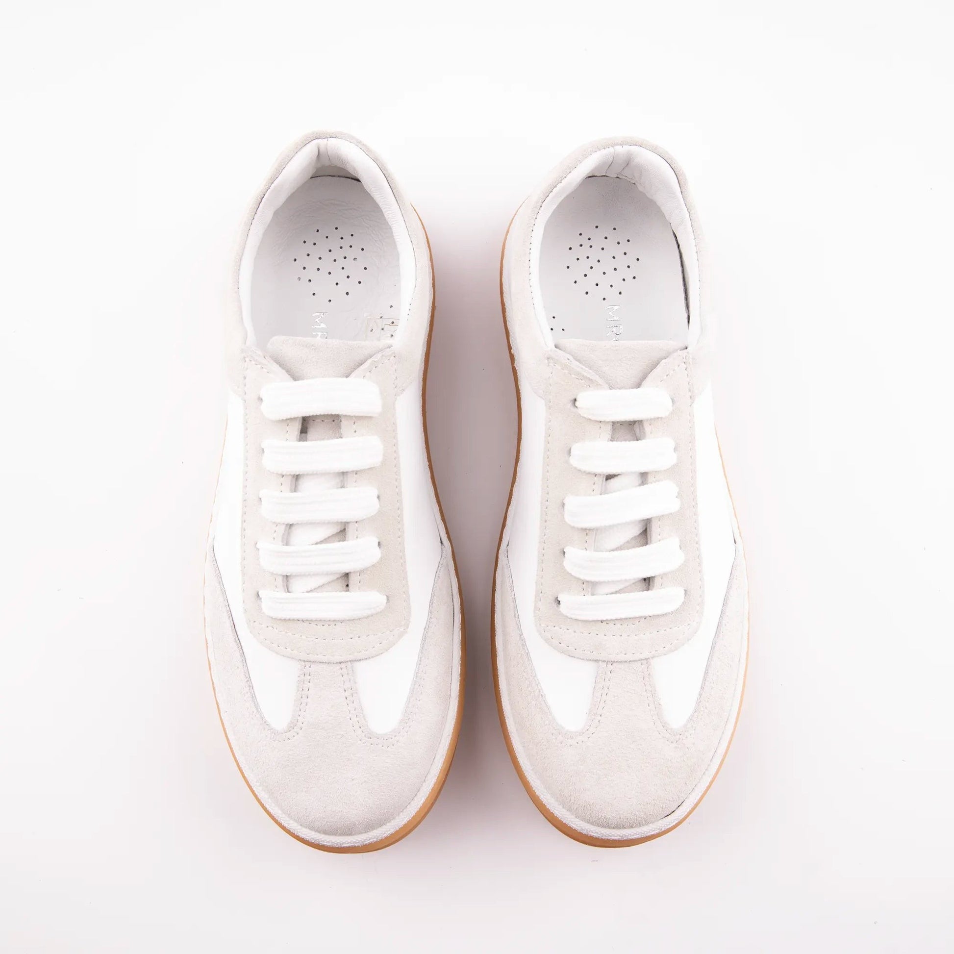 MrCalvano Urban Retro bej süet ve beyaz deri detaylı günlük sneaker ayakkabı
