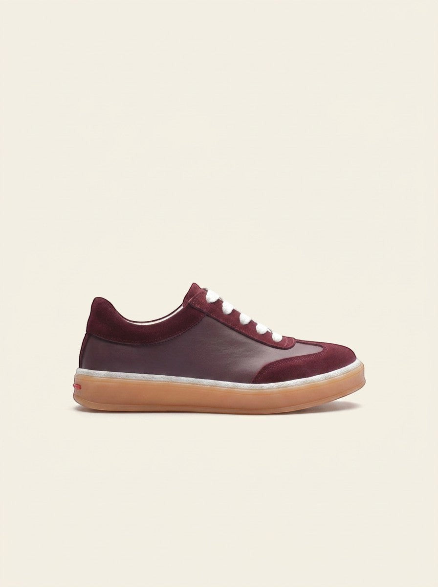 MrCalvano Urban Retro bordo deri ve süet detaylı, esnek tabanlı şık günlük erkek sneaker ayakkabı