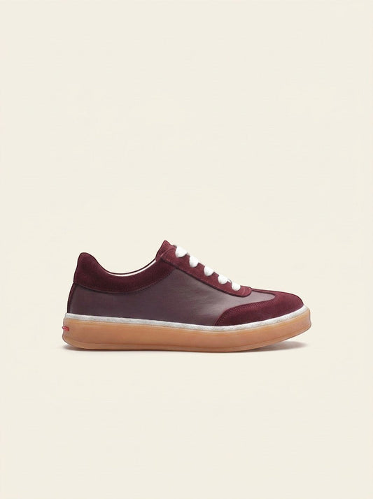 MrCalvano Urban Retro bordo deri ve süet detaylı, esnek tabanlı şık günlük erkek sneaker ayakkabı