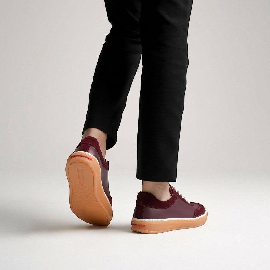MrCalvano Urban Retro bordo deri ve süet detaylı, esnek tabanlı günlük erkek sneaker modeli